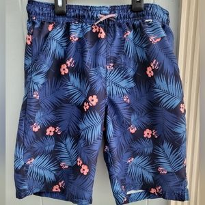 Blue tropical swim shorts